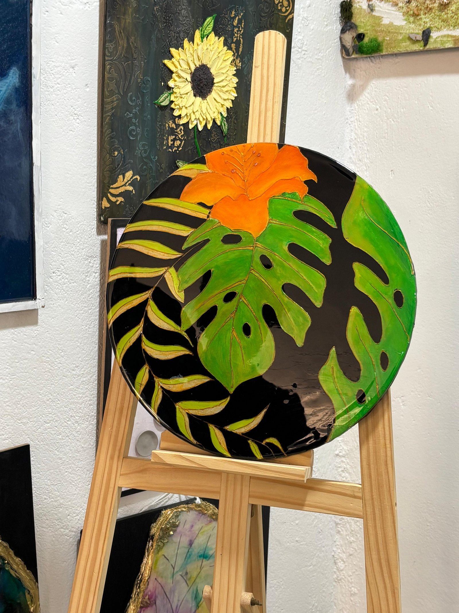 hand-painted floral artwork